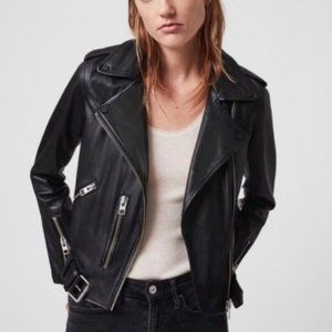 All Saints Black Leather Balfern Biker Moto Jacket